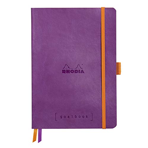 Rhodia 117770C Notizheft Goalbook (DIN A5, 14,8 x 21 cm, kariert, praktisch und trendige, mit weichem Deckel, 90g, elfenbeinfarbigem Papier, 120 Blatt, Gummizug, Lesezeichen) 1 Stück, Violett von Rhodia