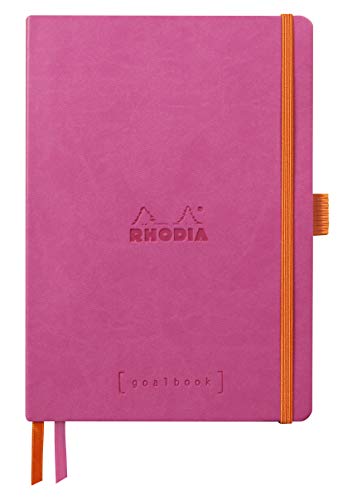 Rhodia 117809C - Notizheft Softcover Rhodiarama Goalbook DIN A5 (14,8x21 cm), 120 Blatt, DOT, 2 Lesezeichenbänder, Gummizugverschluss, Cover aus Kunstleder, Fuchsia, 1 Stück von Rhodia