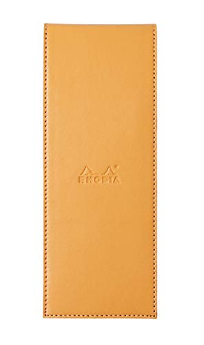 Rhodia 118098C Notizblock N°8 (mit Schutzhülle ePURE mit Kunstleder, in Format 8,4 cm x 22 cm, Premium Velinpapier 80g, elfenbein, kariert) 1 Set, orange von Rhodia