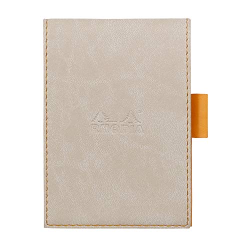 Rhodia 118105C Rhodiarama Notizblock (mit Schutzhülle Kunstleder, 8,4 x 11,5 cm, kariert, schick und elegant, Innentasche, ideal für Ihre Notizen) 1 Set, beige von Rhodia