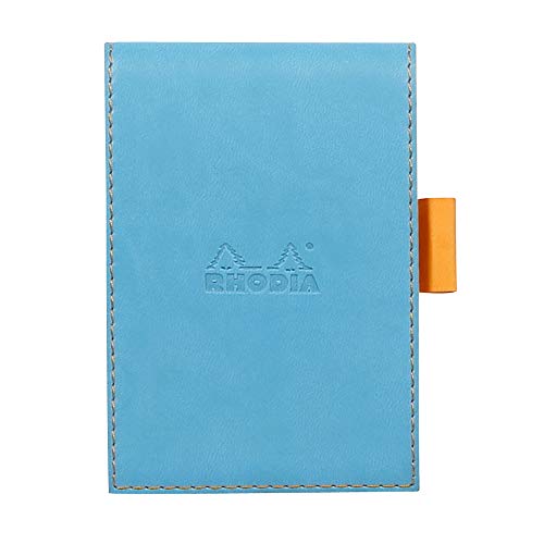 Rhodia 118107C Rhodiarama Notizblock (mit Schutzhülle Kunstleder, 8,4 x 11,5 cm, kariert, schick und elegant, Innentasche, ideal für Ihre Notizen) 1 Set, türkis von Rhodia