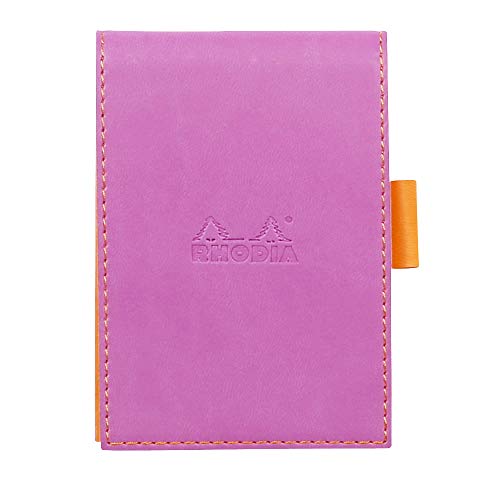 Rhodia 118111C Rhodiarama Notizblock (mit Schutzhülle Kunstleder, 8,4 x 11,5 cm, kariert, schick und elegant, Innentasche, ideal für Ihre Notizen) 1 Set, lila von Rhodia