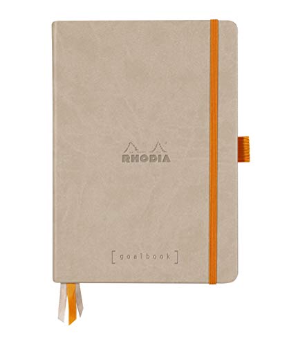 Rhodia 118574C Notizheft Goalbook (DIN A5, 14,8 x 21 cm, Dot, praktisch und trendige, mit festem Deckel, 90g weißes Papier, 120 Blatt) 1 Stück, Beige von Rhodia