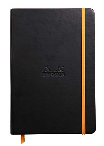Rhodia 118742C Rhodiarama Book (DIN A5, 14,8 x 21 cm Notizbuch mit Gummizug, liniert, 96 Blatt) 1 Stück schwarz von Rhodia
