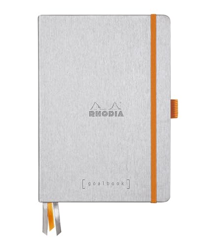Rhodia 118771C GoalBook (DIN A5, 14,8 x 21 cm, 120 Blatt, dot-Lineatur, 90 g, elegant und praktisch) 1 Stück, Silber von Rhodia
