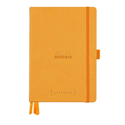 Rhodia 118785C GoalBook (DIN A5, 14,8 x 21 cm, 120 Blatt, dot-Lineatur, 90 g, elegant und praktisch) 1 Stück, Orange von Rhodia