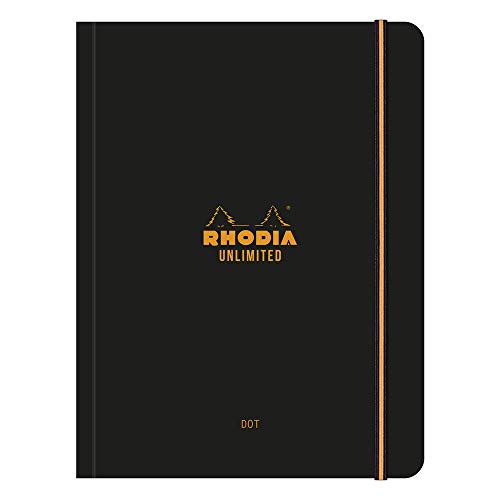 Rhodia 118969C Notizbuch Unlimited (DIN A5+, 16 x 21 cm, 60 Blatt, 80 g, dot, elegant und praktisch) 1 Stück schwarz von Rhodia