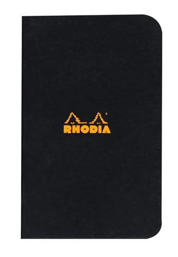 Rhodia 119159Cpack – 20 Notizbücher schwarz – 7,5 x 12 cm – kleine Karos – 48 Seiten – helles weißes Papier 80 g/m – Einband aus beschichtetem Karton, weich, robust und wasserdicht von Rhodia