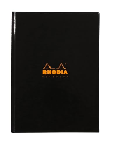 Rhodia 119231C - Notizheft Business Book mit Hardcover DIN A5 14,8x21 cm, (nur in Englisch) 96 Blatt, 90g, liniert, mit schwarzem Lesezeichenband und immerwährenden Kalender, Schwarz, 1 Stück von Rhodia