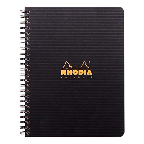 Rhodia 119910C Notizbuch (mit Doppelspiralbindung, DIN A5, 14,8 x 21 cm, kariert, 90 g, 80 Blatt) 1 Stück schwarz von Rhodia