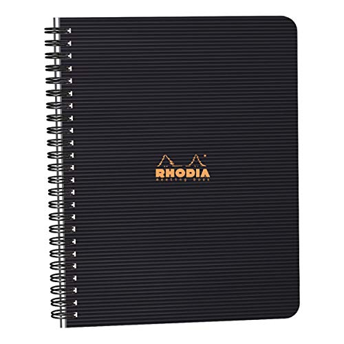 Rhodia 119941C Meetingbook Notizbuch (mit Doppelspiralbindung, 5 Register, bedruckt, liniert, repositionierbar, DIN A5, 14,8 x 21 cm, 90 g, 80 Blatt) 1 Stück schwarz von Rhodia