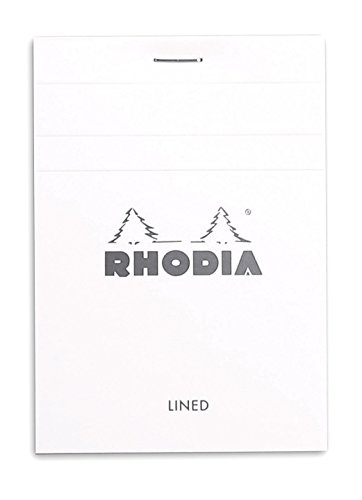 Rhodia 12201C - Schreibblock / Notizblock geheftet No.12 8,5x12cm 80 Blätter kariert 80g, abtrennbar, ideal für Notizen, Weiß, 1 Stück von Rhodia