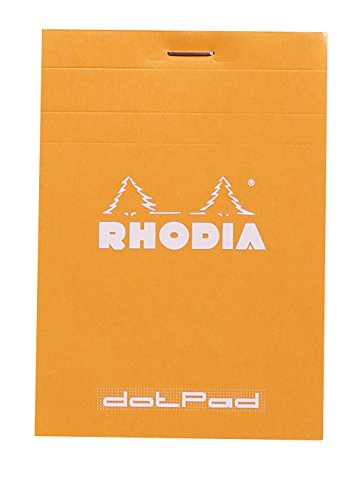 Rhodia 12558C - Schreibblock / Notizblock geheftet dotPad No.12 8,5x12cm 80 Blätter Dot-Lineatur 80g, abtrennbar und mikroperforiert, mit Kartonrücken, Orange, 1 Stück von Rhodia