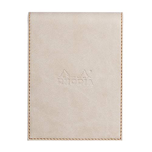 Rhodia 128105C Notizblock N12 (mit Schutzhülle aus Kunstleder, 9,5 x 13 cm, kariert, schick und elegant, ideal für Ihre Notizen) 1 Set, beige von Rhodia