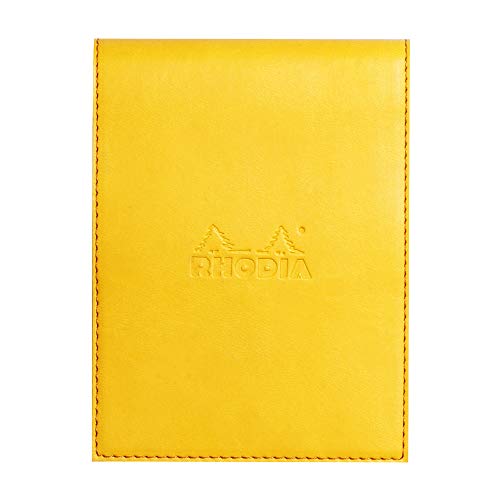 Rhodia 128216C Notizblock N12 (mit Schutzhülle aus Kunstleder, 9,5 x 13 cm, liniert, schick und elegant, ideal für Ihre Notizen) 1 Set, gelb von Rhodia