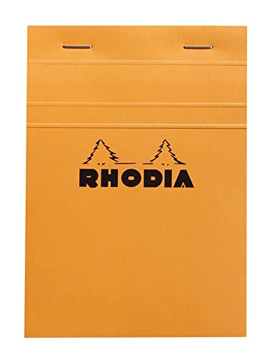 Rhodia 13200C - Notizblock (DIN A6, 10,5 x 14,8 cm, geheftet, mikroperforiert, kariert, 80 Blatt) 1 Stück orange von Rhodia