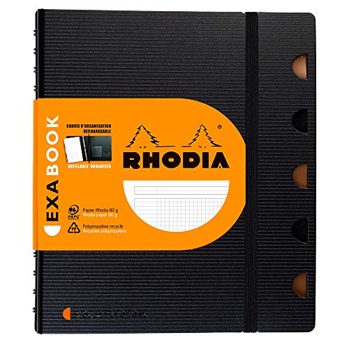 Rhodia 132572C Exabook (DIN A5, 14,8 x 21 cm, ideal für Ihre Notizen, kariert, 80 Blatt) 1 Stück schwarz von Rhodia