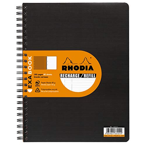 Rhodia 133146C Spiralblock (DIN A4, 21 x 29,7 cm, liniert, 80 Blatt, ideal für Ihre Notizen) 1 Stück schwarz von Rhodia