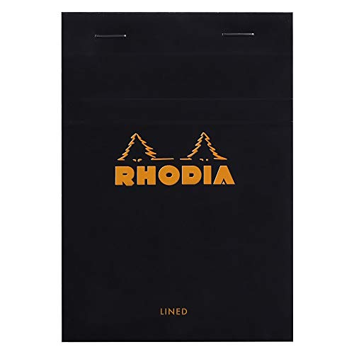 Rhodia 136009C - Schreibblock / Notizblock No.13 DIN A6 14,8x10,5 cm, 80 Blätter liniert 80g, abtrennbar und mikroperforiert, mit Kartonrücken, ideal für Notizen, Schwarz, 1 Stück von Rhodia