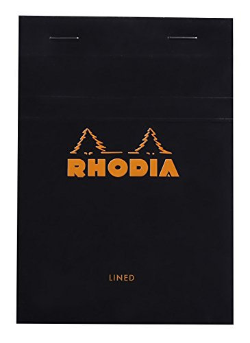 Rhodia 136009C - Schreibblock / Notizblock No.13 DIN A6 14,8x10,5 cm, 80 Blätter liniert 80g, abtrennbar und mikroperforiert, mit Kartonrücken, ideal für Notizen, Schwarz, 1 Stück von Rhodia