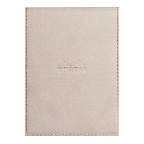 Rhodia 138205C Rhodiarama Notizblock (mit Schutzhülle in Format 11,5 x 15,8 cm, liniert, schick und elegant, Kunstleder, ideal für Ihre Notizen) 1 Set, beige von Rhodia