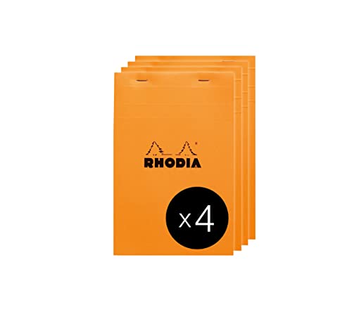 Rhodia 15200C - Packung mit 4 Notizblöcken Giant Pad No.15, DIN A5 150 Blätter kariert 80g, Orange, 1 Pack von Rhodia