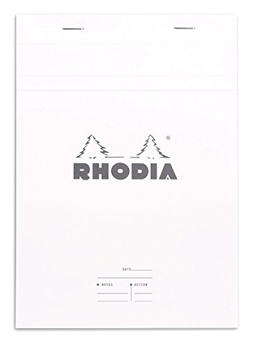 Rhodia 16401C - Schreibblock / Notizblock Meeting Pad DIN A5 21x14,8 cm, 80 Blatt 80g, abtrennbar, mit Vordruck Date + Notes + Action, abtrennbar, mikroperforiert, mit Kartonrücken, Weiß, 1 Stück von Rhodia