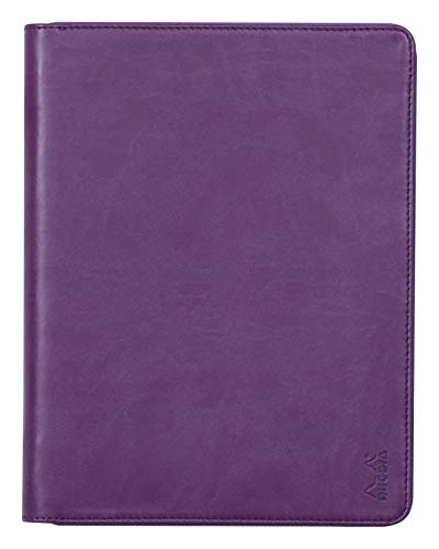 Rhodia 168105C - Konferenzmappe Rhodiarama 19,5x25,5 cm, mit Etui, dehnbare Haupttasche, 2 flache Reißverschlusstaschen, Kartenfächer, Stiftehalter, Cover aus Kunstleder Violett, 1 Stück von Rhodia