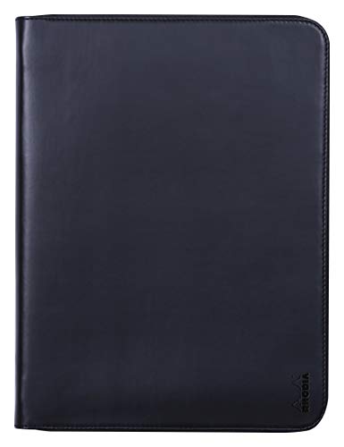 Rhodia 168116C - Konferenzmappe Rhodiarama 25,5x34 cm, mit Etui, dehnbare Haupttasche, 2 flache Reißverschlusstaschen, Kartenfächer, Stiftehalter, Cover aus Kunstleder schwarz, 1 Stück von Rhodia