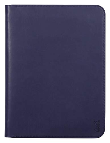 Rhodia 168120C - Konferenzmappe Rhodiarama 25,5x34 cm, mit Etui, dehnbare Haupttasche, 2 flache Reißverschlusstaschen, Kartenfächer, Stiftehalter, Cover aus Kunstleder Nachtsblau, 1 Stück von Rhodia