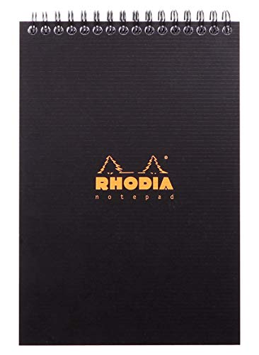Rhodia 16920C Notepad (mit Spiralbindung, DIN A5, 14,8 x 21 cm, kariert, 90 g, ideal für Ihre Notizen, 80 Blatt) 1 Stück schwarz von Rhodia