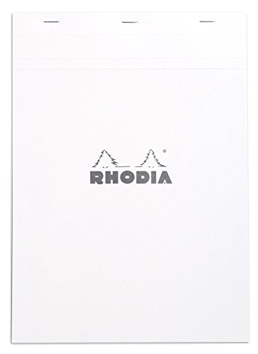 Rhodia 18201C - Schreibblock / Notizblock geheftet No.18 DIN A4 21x29,7 cm, 80 Blätter kariert 90g, abtrennbar und mikroperforiert, mit Kartonrücken, Weiß, 1 Stück von Rhodia