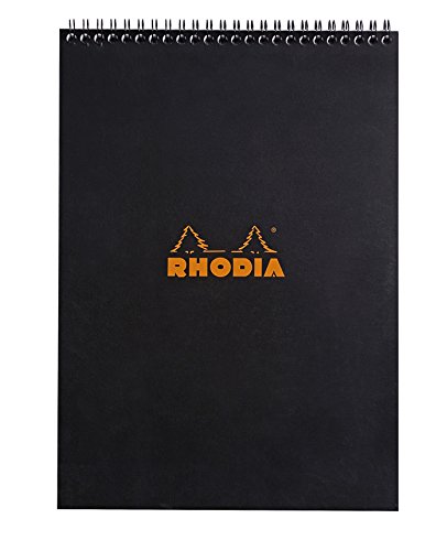 Rhodia 185019C Note Pad mit Doppelspirale, DIN A4, liniert, 80 g, 21 x 29.7 cm, 80 Blatt, schwarz Rhodia 185019C Note Pad mit Doppelspirale, DIN A4, liniert, 80 g, 21 x 29.7 cm, 80 Blatt, schwarz von Rhodia