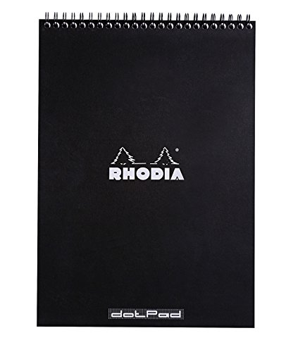 Rhodia 185039C Note Pad mit Doppelspirale, DIN A4, Dot Grid, 80 g, 21 x 29.7 cm, 80 Blatt, schwarz von Rhodia