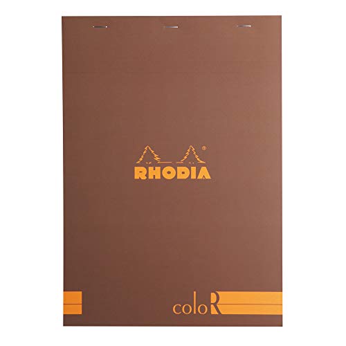 Rhodia 18963C Notizblock elfenbein, liniert, 90 g, DIN A4 210 x 297 mm, 70 Blatt, mikroperforiert, schokoladenbraun von Rhodia