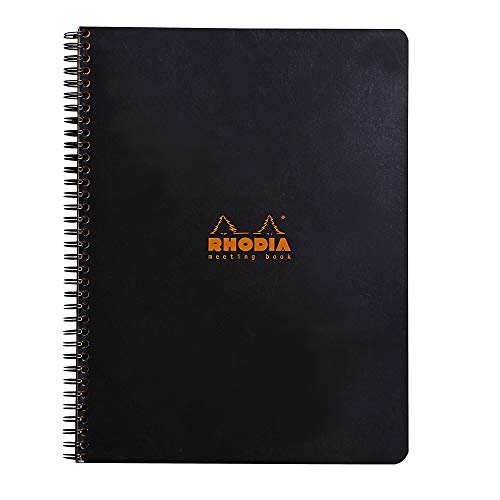 Rhodia 193409C Meeting Book (mit Spiralbindung, 22,5 x 29,7 cm, 80 Blatt) 1 Stück schwarz von Rhodia
