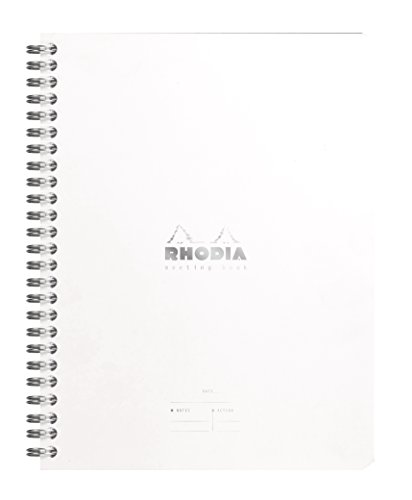 Rhodia 193411C Meetingbook (mit Doppelspirale und 5 Register, bedruckt, liniert, repositionierbar, DIN A5, 16 x 21 cm, 90 g, 80 Blatt) 1 Stück weiß von Rhodia