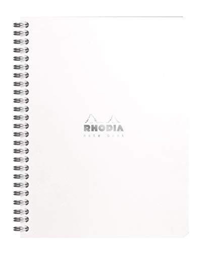 Rhodia 193421C Notizbuch (mit Doppelspirale, kariert, mikroperforiert, DIN A5+ 160 x 210 mm, 80 g, 80 Blatt) 1 Stück weiß von Rhodia