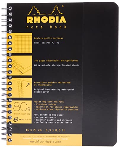 Rhodia 193429C Notizbuch (kariert, ideal für Ihre Notizen, DIN A5, 14,8 x 21 cm 80 Blatt) 1 Stück schwarz von Rhodia