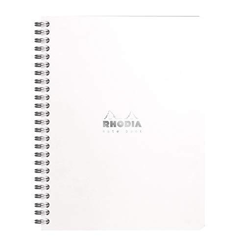 Rhodia 193441C - Notebook mit Spiralbindung, DIN A5+, 16 x 21cm, 80 Blatt, Dot-Lineatur 80g, ideal für Meetings und Notizen, 1 Stück, Weiß von Rhodia