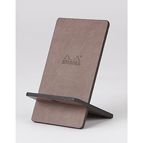 Rhodia 194410C - Handyständer Rhodiarama, elegant aus italienischem Kunstleder, 13x8x8,5 cm, Schokoladenbraun, 1 Stück von Rhodia