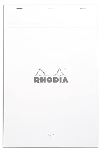 Rhodia 19601C - Notizblock / Schreibblock geheftet No.19 A4+ 21x31,8cm 80 Blätter liniert mit Rand 80g, abtrennbar und mikroperforiert, mit Kartonrücken, , Weiß, 1 Stück von Rhodia