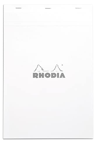 Rhodia 19601C Notizblock geheftet, liniert mit Rand, 80g, DIN A4 +, 210 x 318 mm, 80 Blatt, mikroperforiert,1 Stück, Weiß von Rhodia