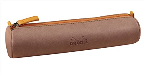 Rhodia ‎318992C rund Schlampermäppchen (21,5 x 5 cm, Kunstleder, elegant und praktisch, Reißverschuss und Griffplatte, ideal für unterwegs) 1 Stück, Elfenbein von Rhodia
