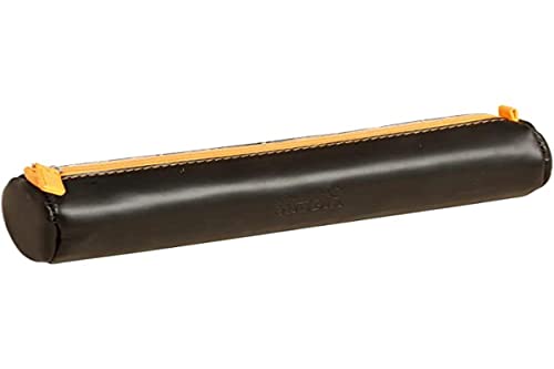 Rhodia 318996C rund Schlampermäppchen (21,5 x 5 cm, Kunstleder, elegant und praktisch, Reißverschuss und Griffplatte, ideal für unterwegs) 1 Stück, gelb von Rhodia