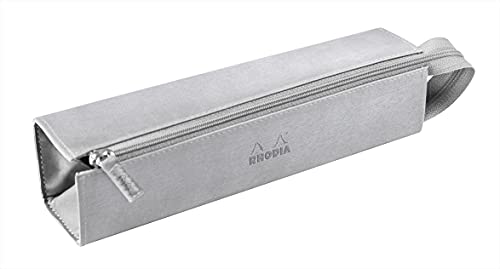 Rhodia 319011C - Schlampermäppchen Rhodiarama, rechteckig 23x5x5 cm, flache Öffnung, langer Reißverschluss, praktisch und elegant aus Kunstleder Silber, 1 Stück von Rhodia