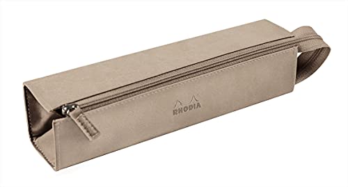 Rhodia 319015C - Schlampermäppchen Rhodiarama, rechteckig 23x5x5 cm, flache Öffnung, langer Reißverschluss, praktisch und elegant aus Kunstleder Beige, 1 Stück von Rhodia