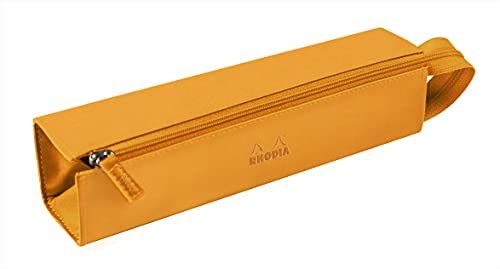 Rhodia 319025C - Schlampermäppchen Rhodiarama, rechteckig 23x5x5 cm, flache Öffnung, langer Reißverschluss, praktisch und elegant aus Kunstleder Orange, 1 Stück von Rhodia