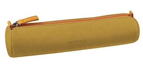 Rhodia 319043C - Schlampermäppchen Rhodiarama, rund, 21,5x5,5 cm, mit elfenbeinfarbenem Jersey gefüttert, praktisch und elegant aus Kunstleder Gold, 1 Stück von Rhodia