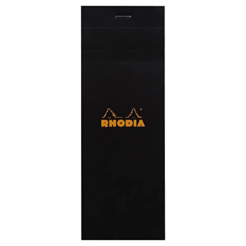 Rhodia 82009C - Notizblock / Einkaufsblock No.8, 7,4x21cm 80 Blätter kariert 80g, Schwarz, 1 Stück von Rhodia